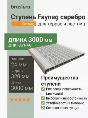 Ступень Faynag серебро 24х320х3000 мм