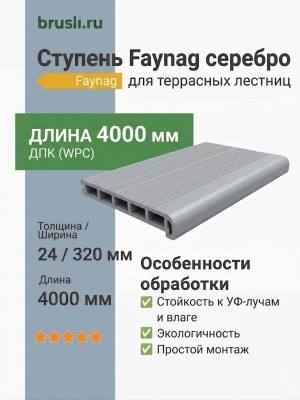 Ступень Faynag серебро 24х320х4000 мм