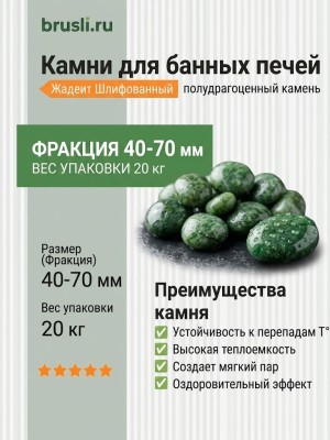 Камни для банных печей Жадеит Шлифованный
