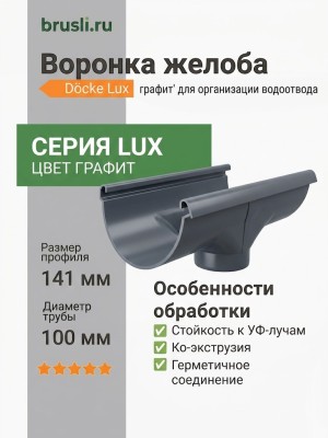 Воронка желоба Docke Lux графит