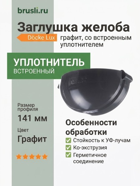 Заглушка желоба Docke LUX графит