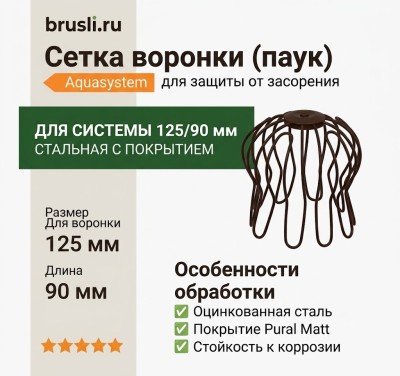 Сетка воронки (паук) Aquasystem 125/90 мм Pural Matt RR 32 Темно-коричневый