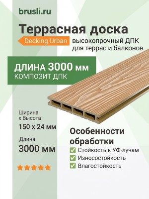 Террасная доска Decking Urban 150х24х3000 Медовый клён