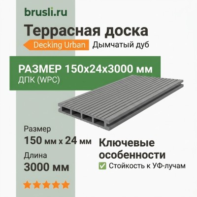 Террасная доска Decking Urban 150х24х3000 Дымчатый дуб
