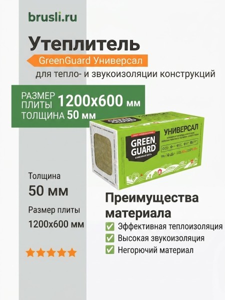 Утеплитель Технониколь GreenGuard Универсал 1200х600х50