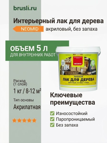 NEOMID Interior Лак интерьерный 5 л