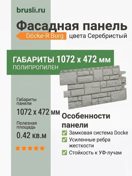 Фасадная панель Docke-R Burg Серебристый